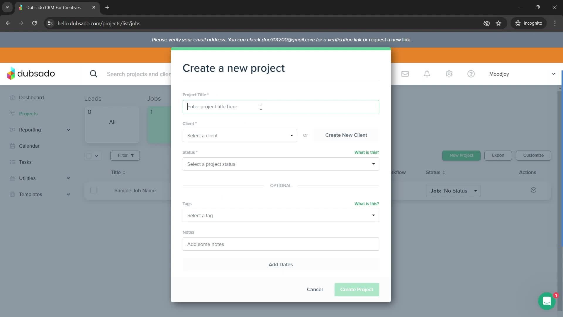 Creating a project screenshot
