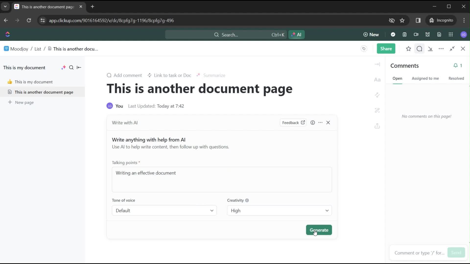 Creating a document screenshot