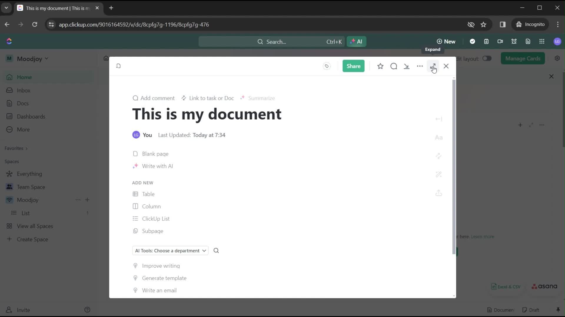 Creating a document screenshot