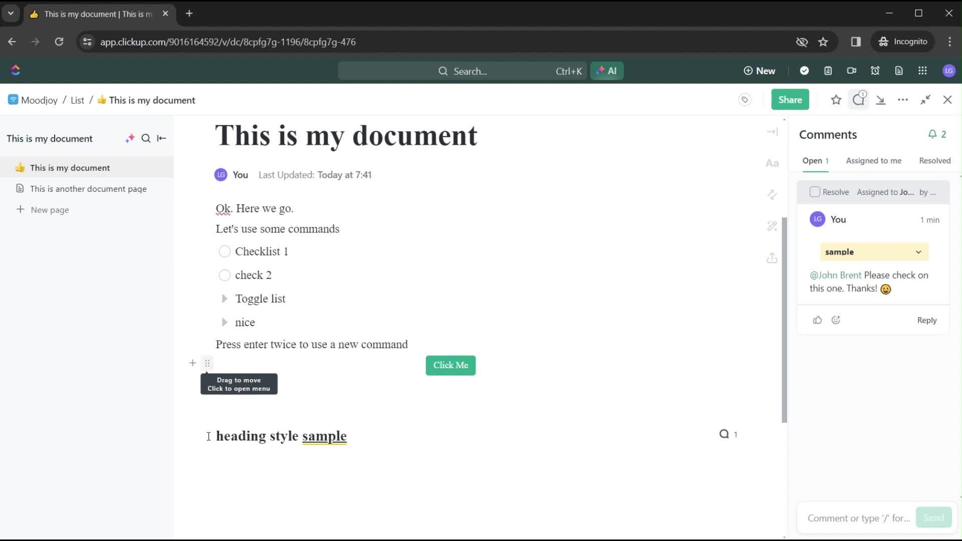 Creating a document screenshot