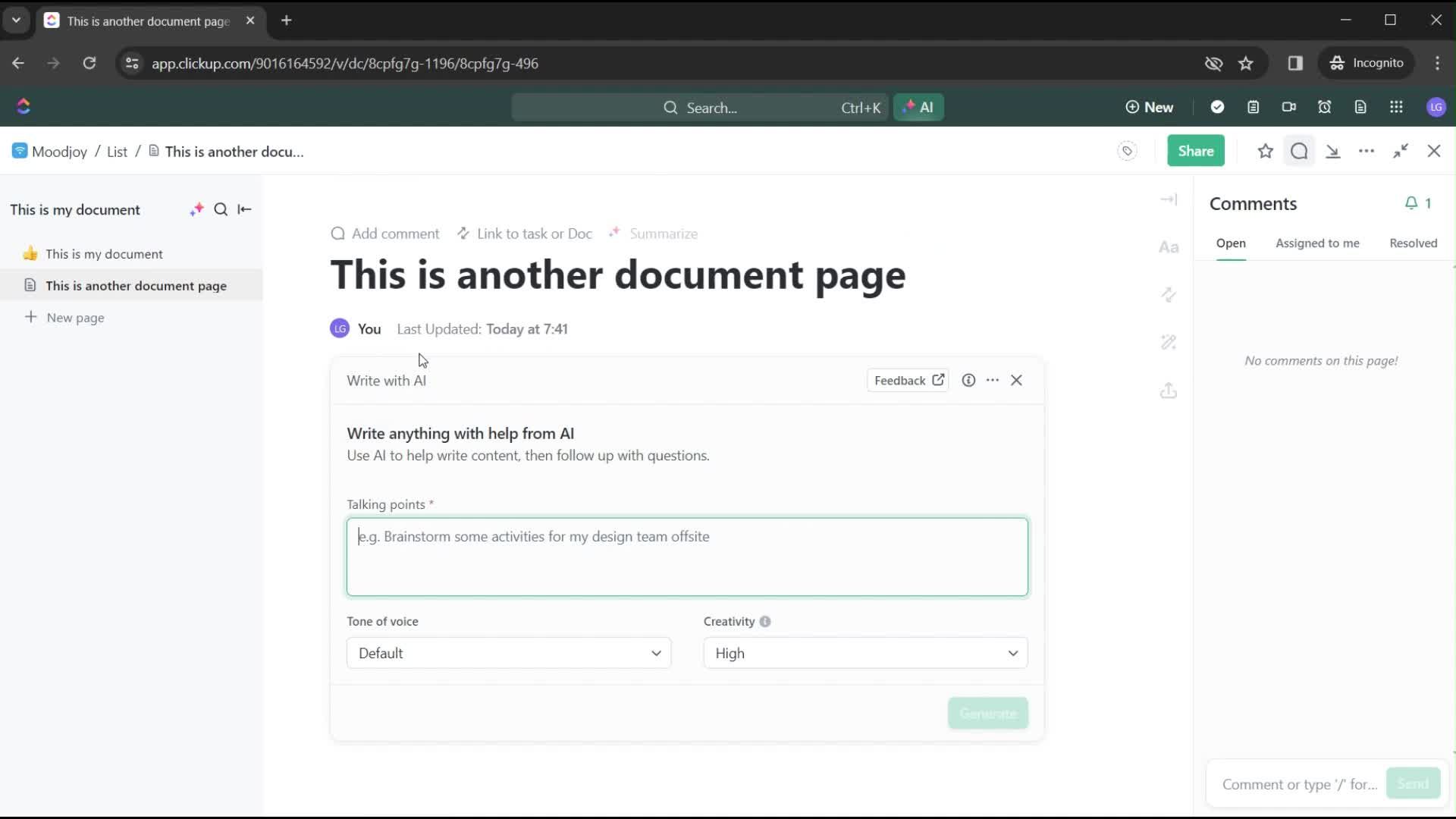 Creating a document screenshot