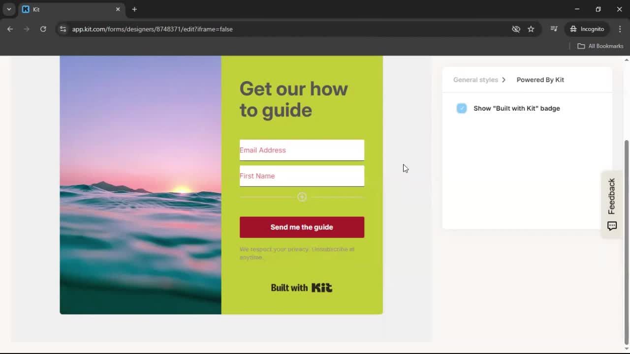 Creating a form screenshot
