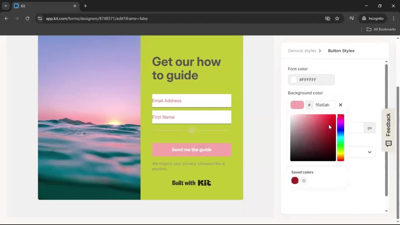 Creating a form screenshot