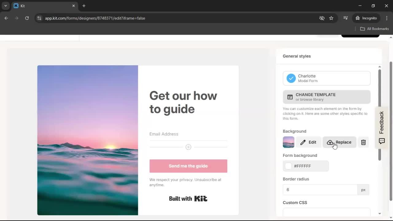 Creating a form screenshot