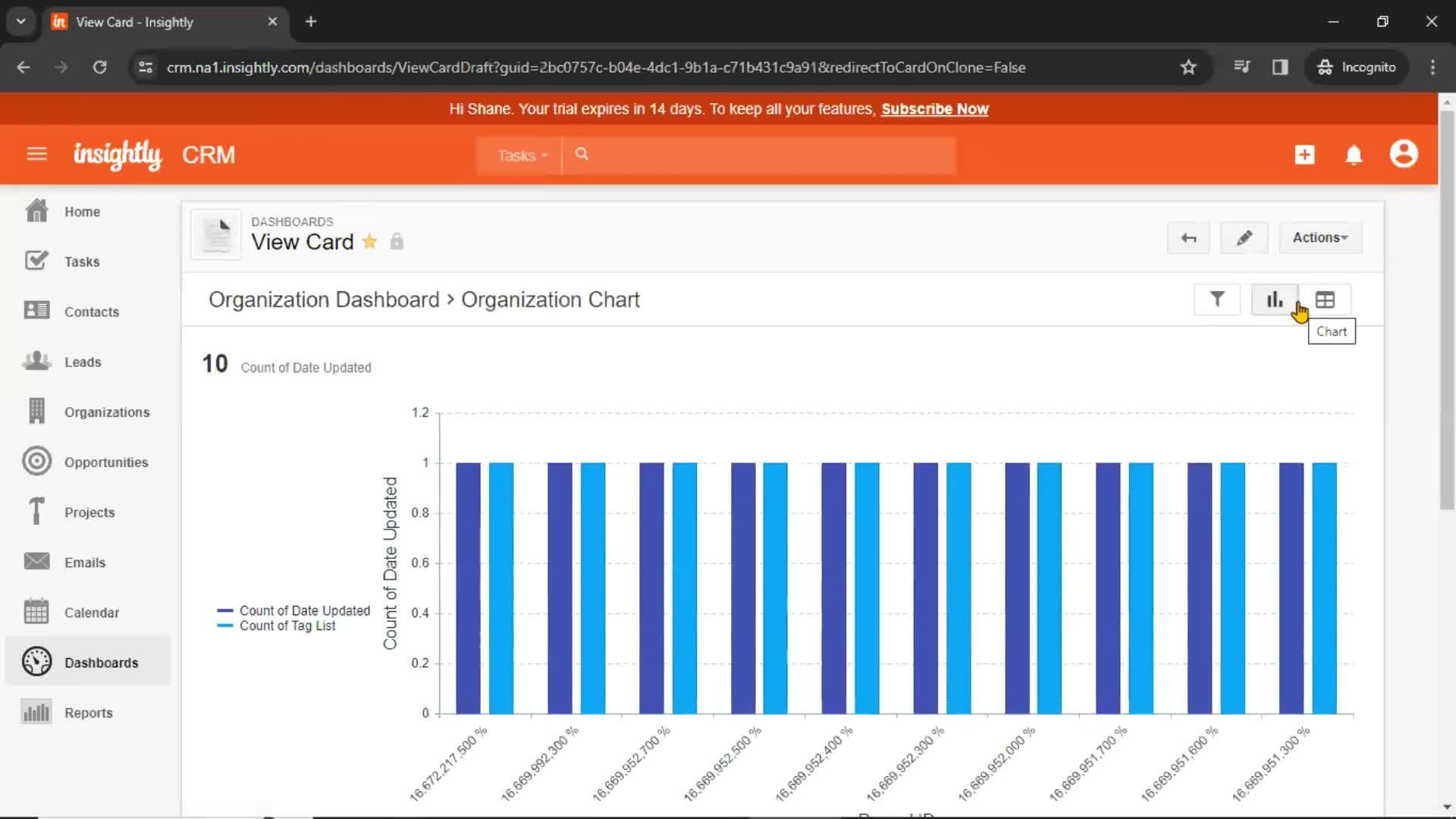 Creating new dashboard screenshot