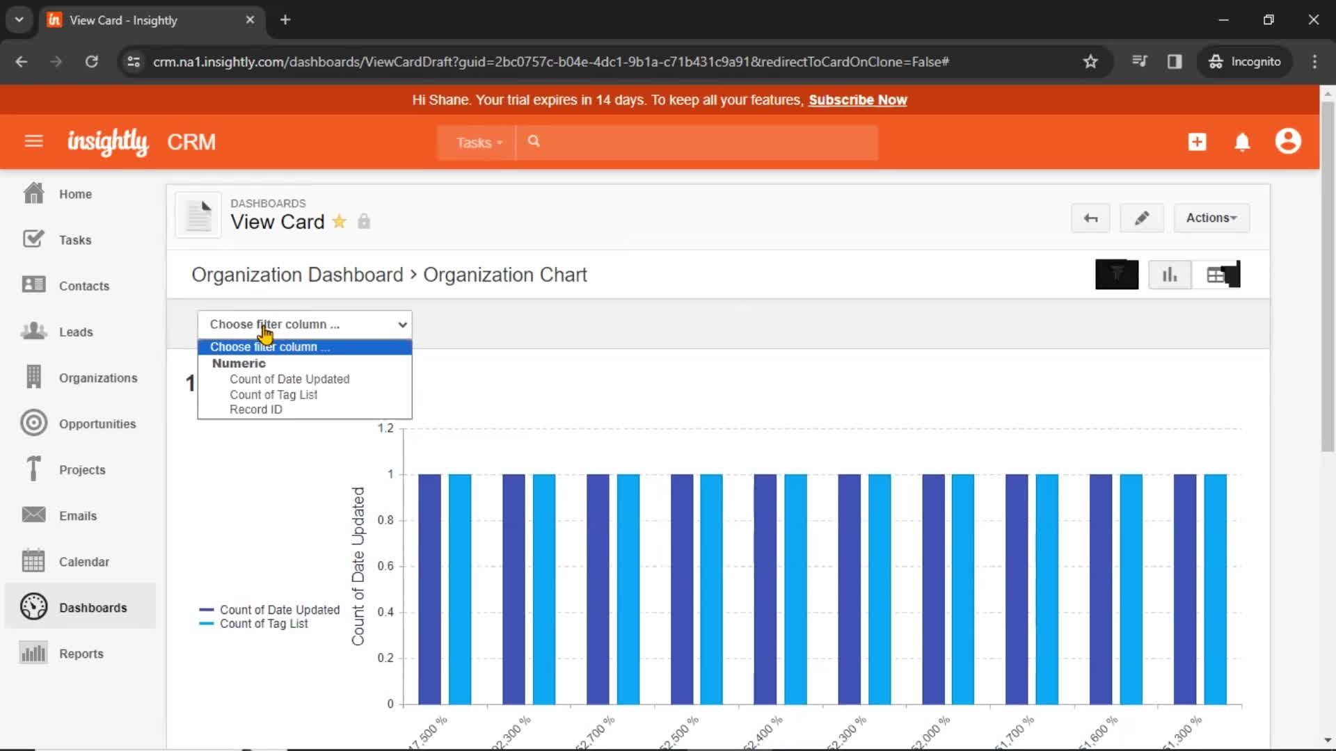 Creating new dashboard screenshot