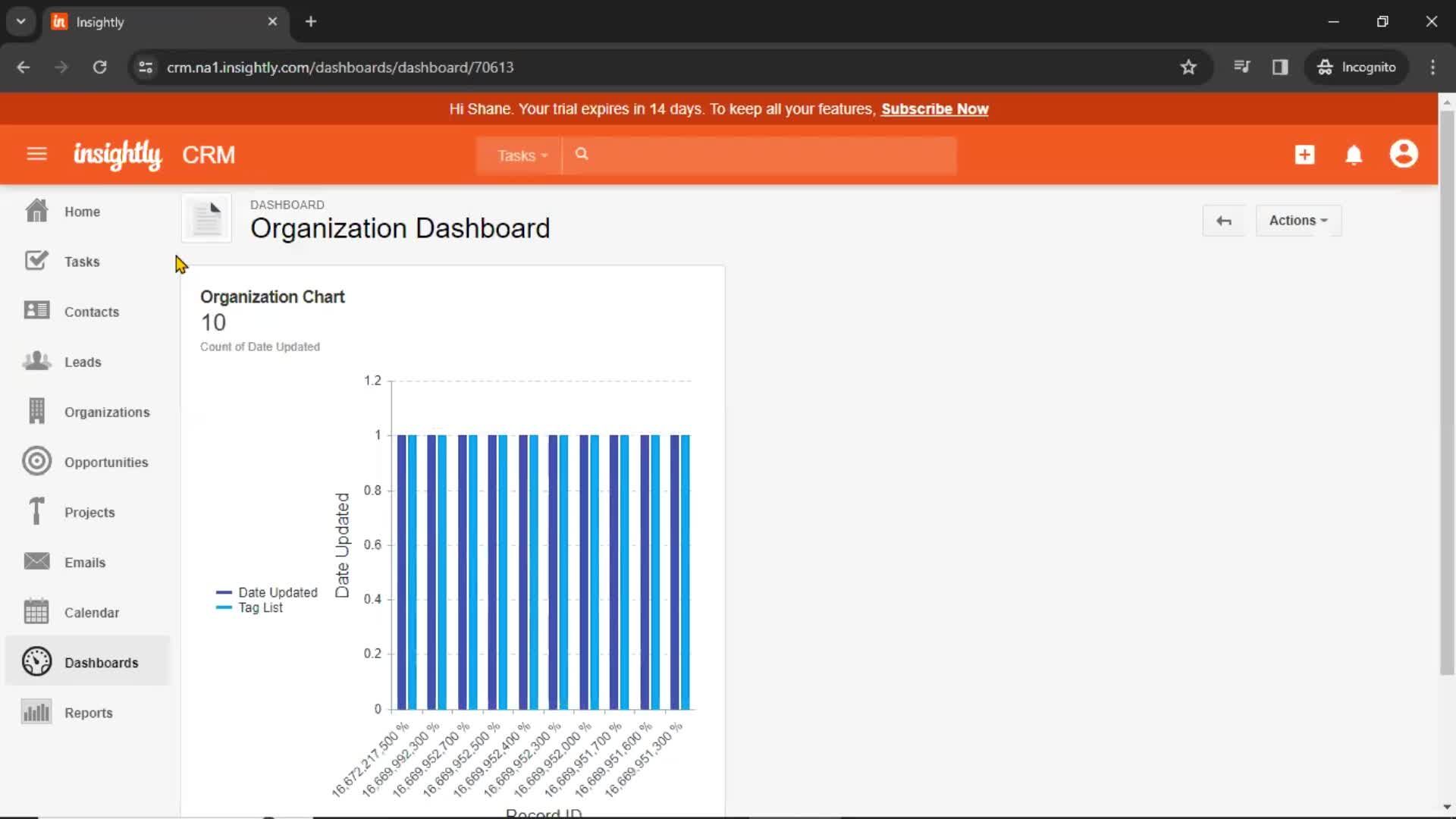 Creating new dashboard screenshot