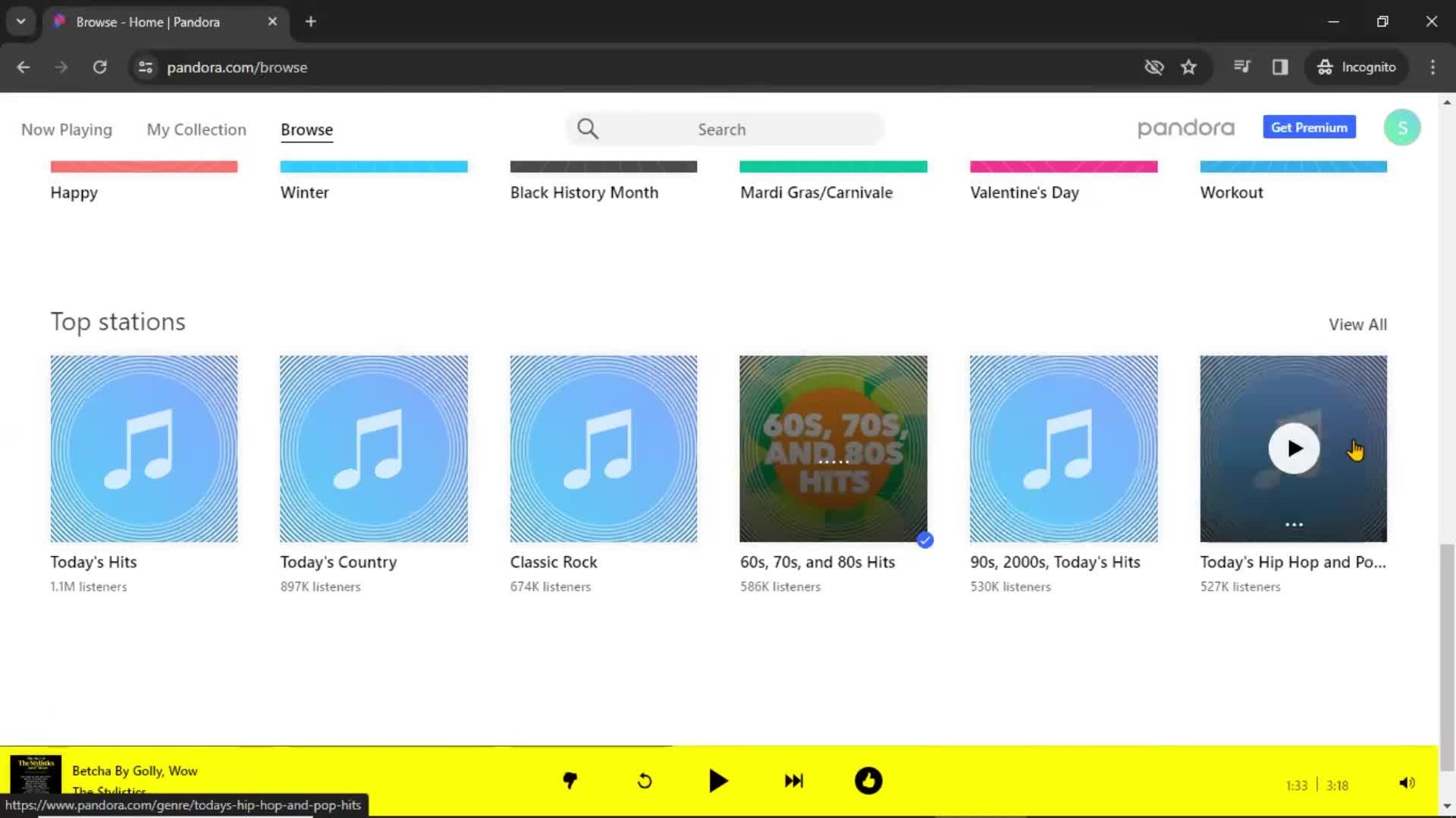 Creating a playlist screenshot