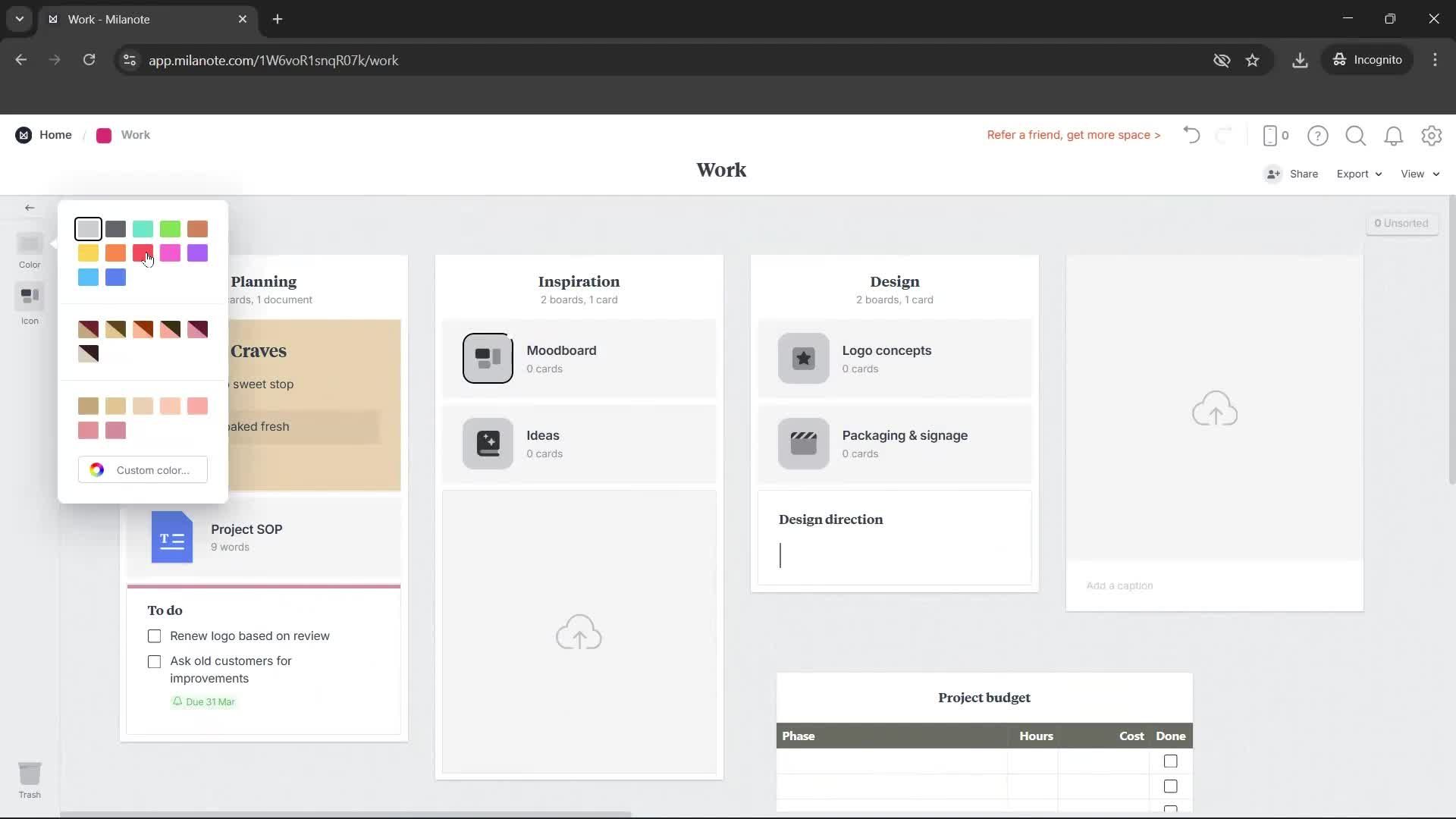 Creating a board screenshot