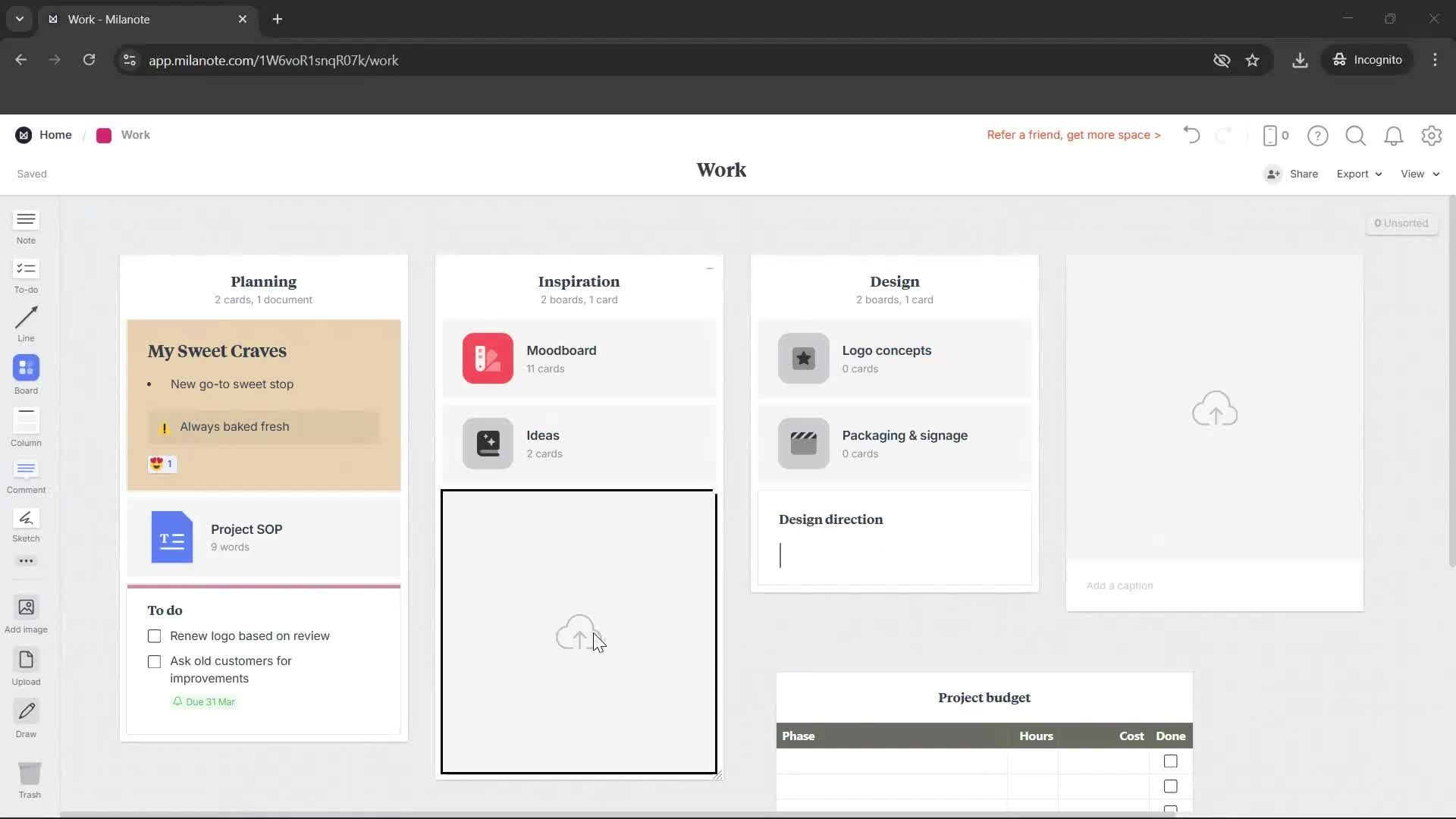 Creating a board screenshot