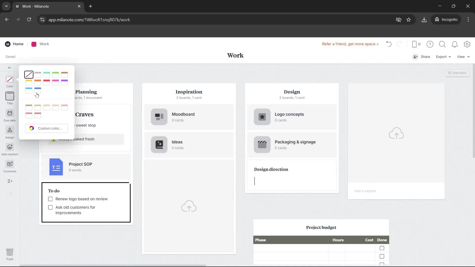 Creating a board screenshot