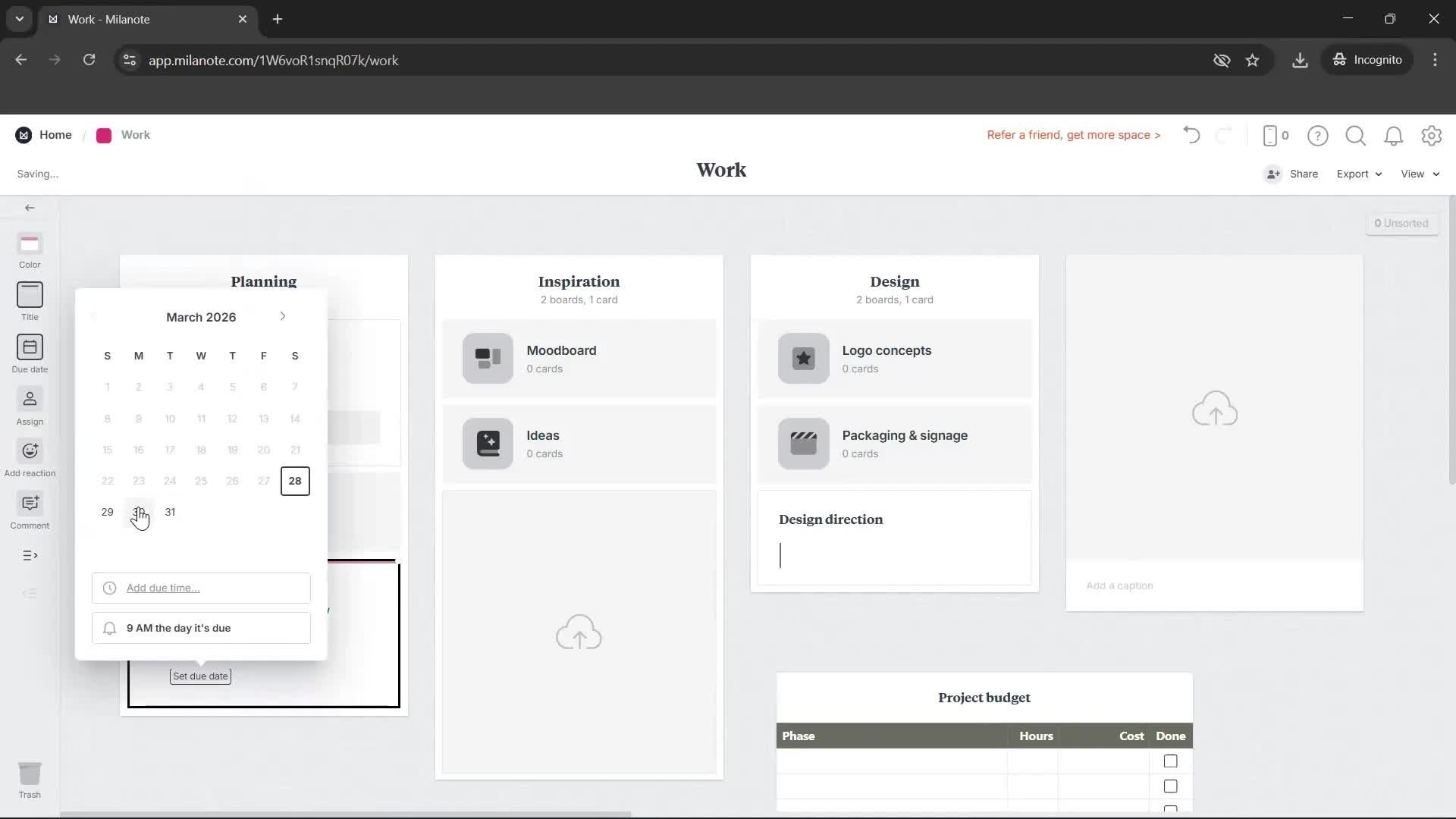 Creating a board screenshot