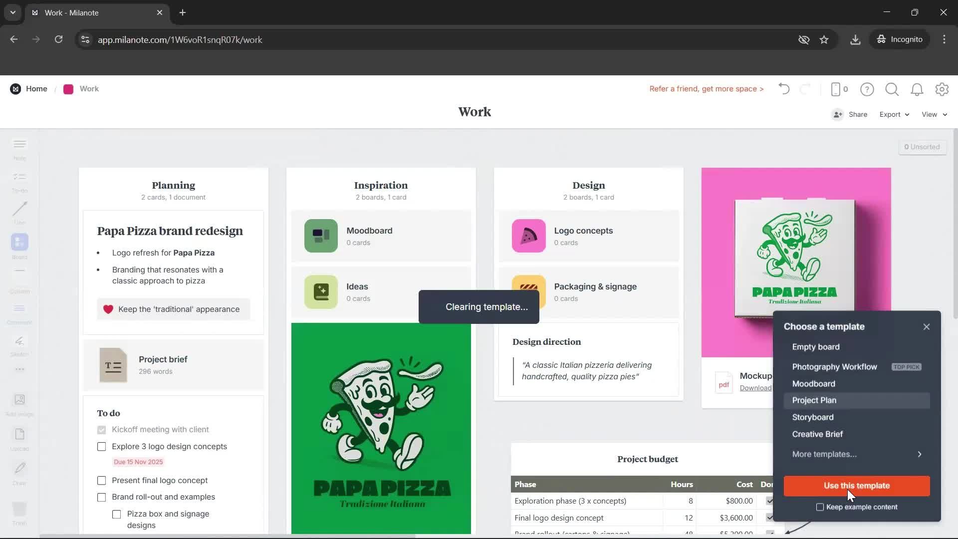 Creating a board screenshot