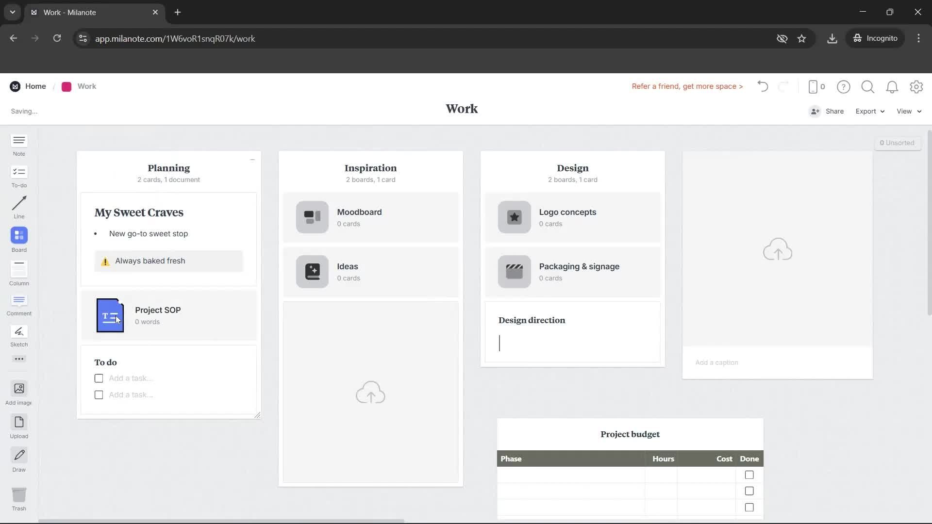 Creating a board screenshot