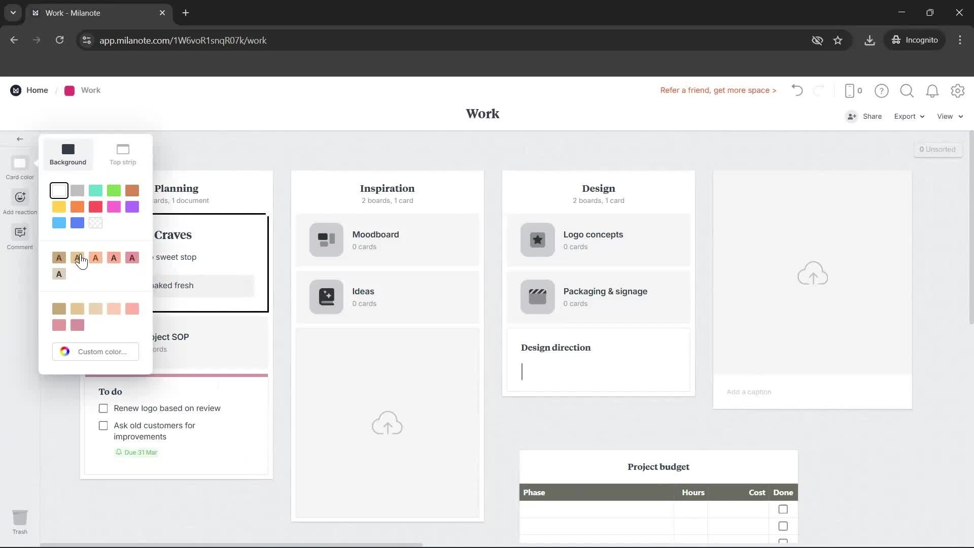 Creating a board screenshot