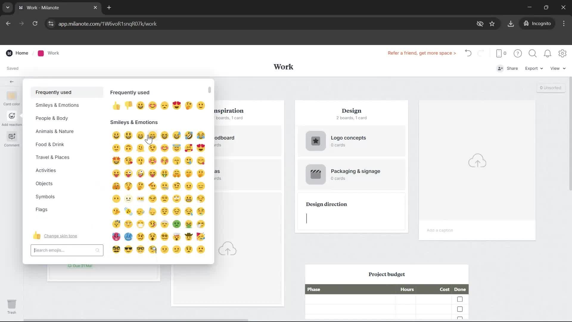 Creating a board screenshot