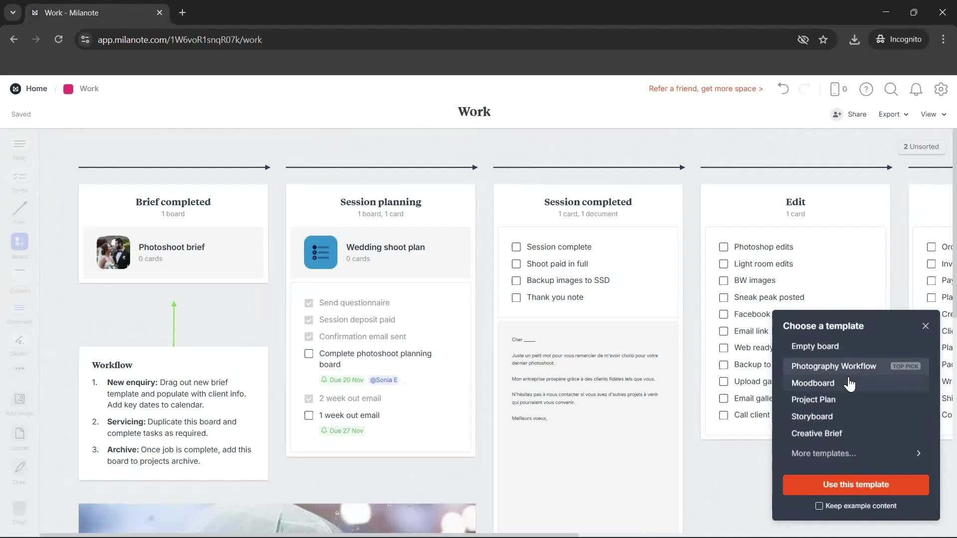 Creating a board screenshot