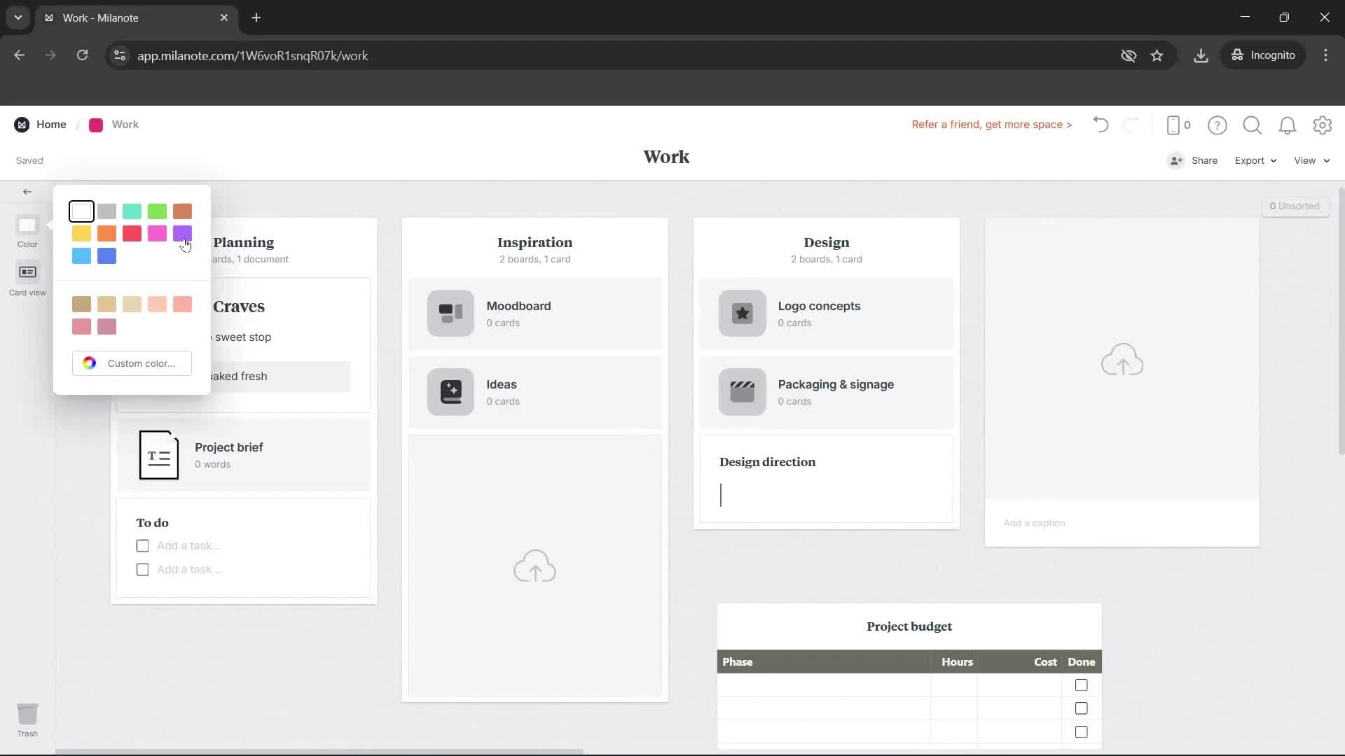 Creating a board screenshot