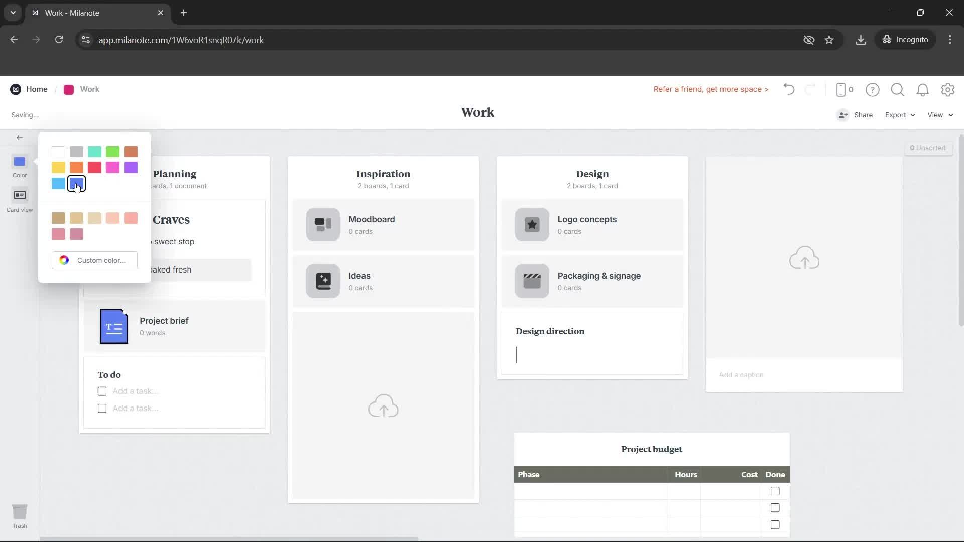 Creating a board screenshot