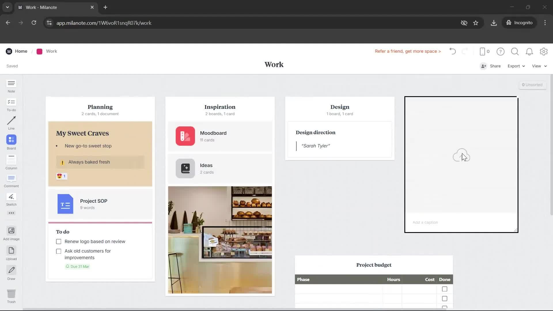 Creating a board screenshot