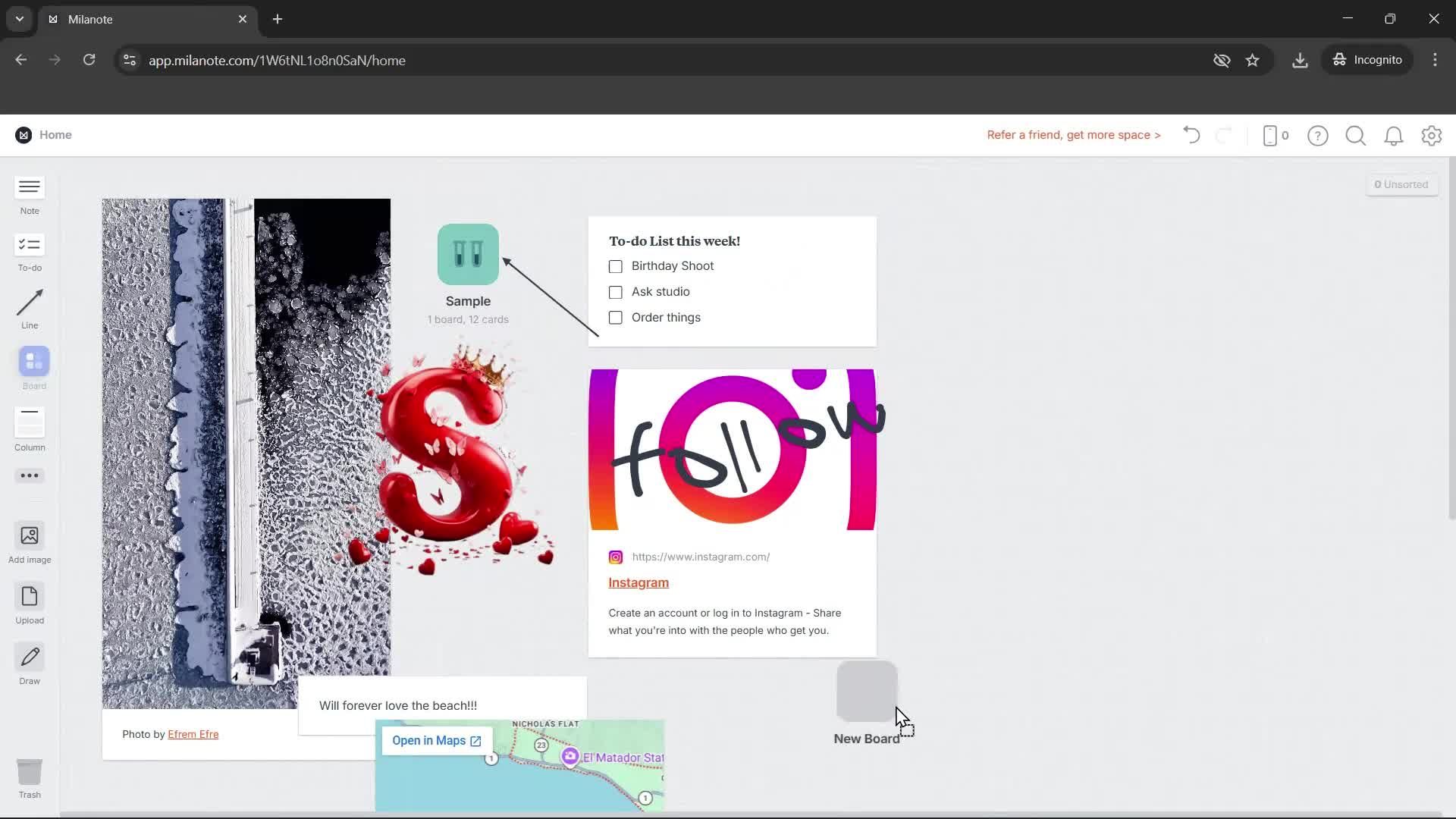 Creating a board screenshot