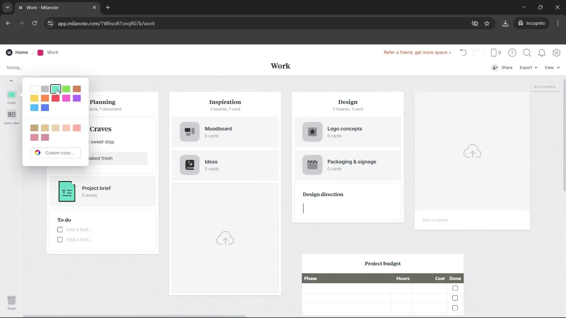 Creating a board screenshot