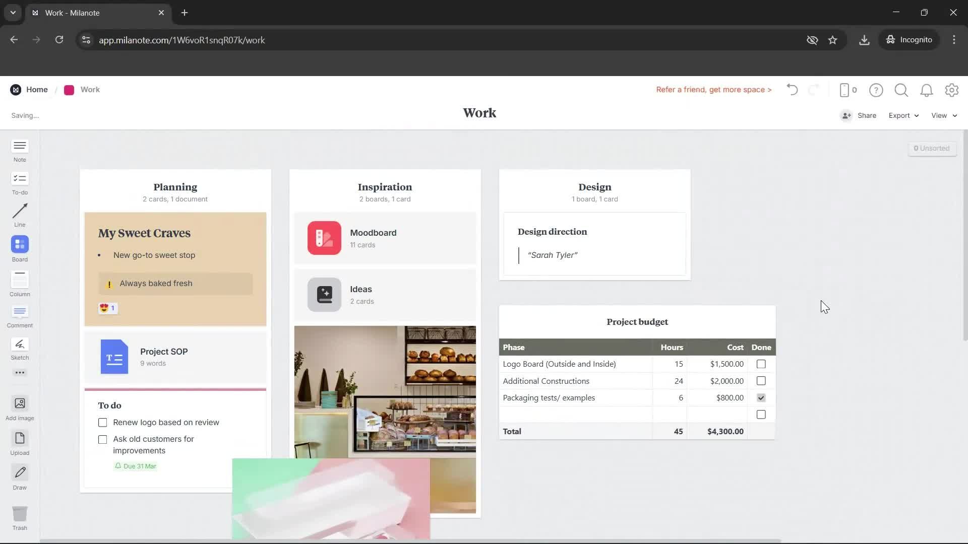 Creating a board screenshot