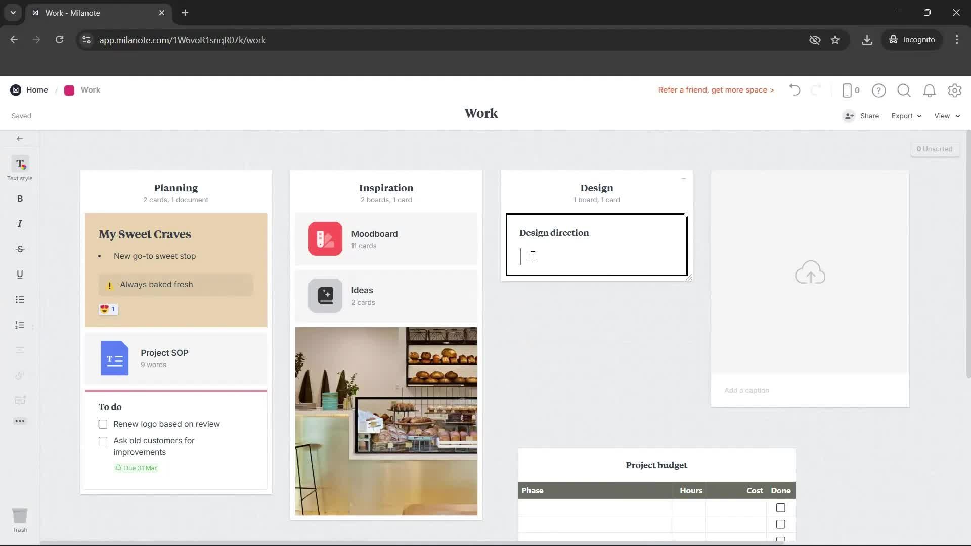 Creating a board screenshot