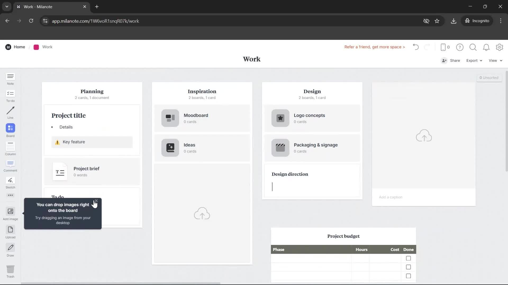 Creating a board screenshot