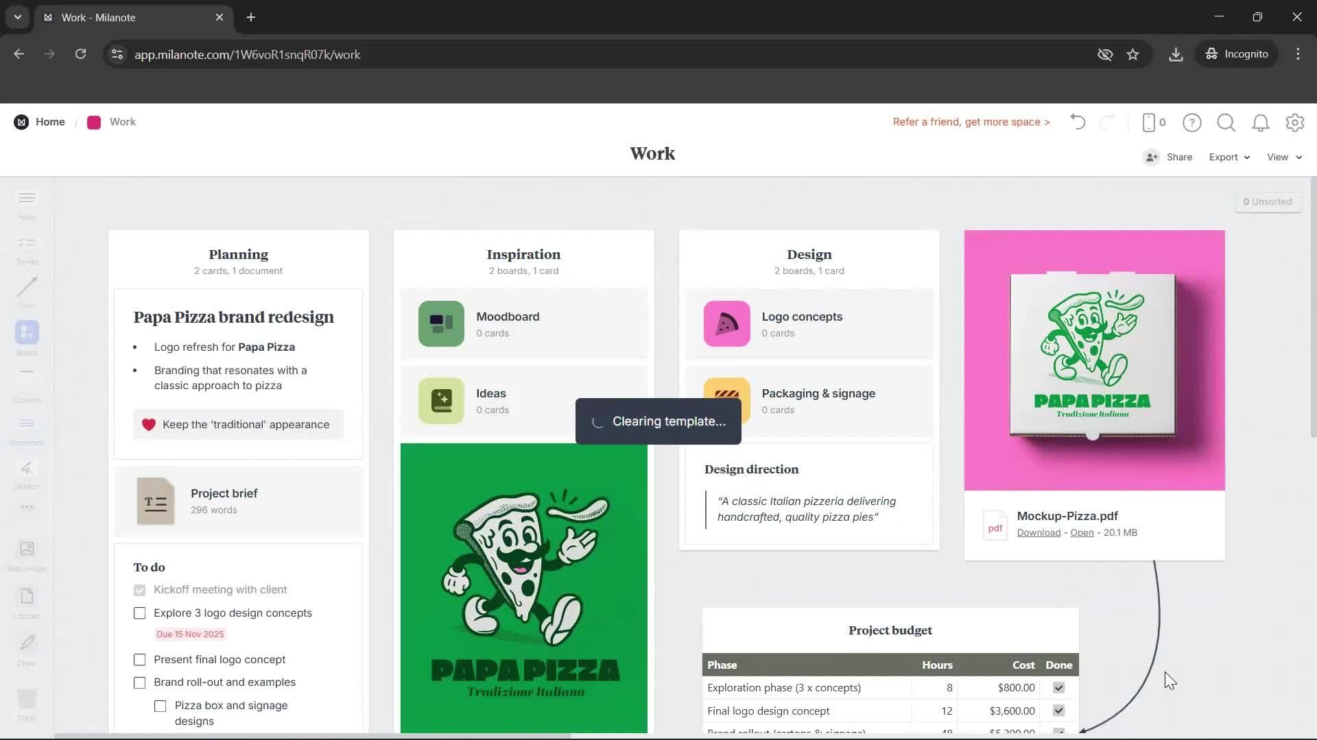 Creating a board screenshot