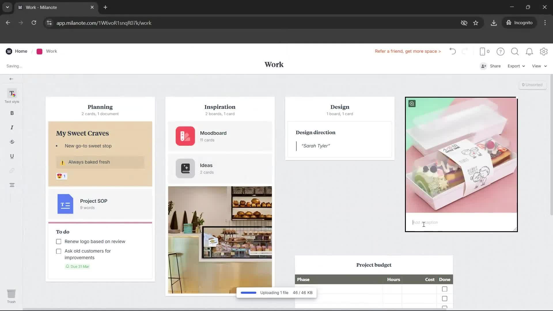 Creating a board screenshot