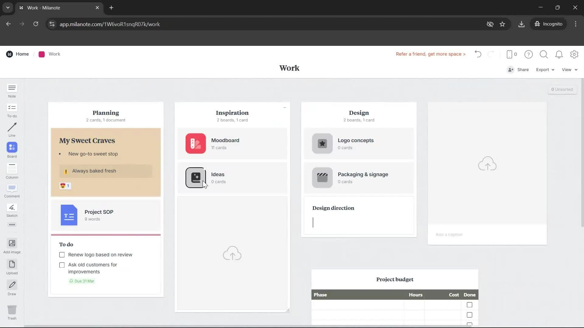 Creating a board screenshot