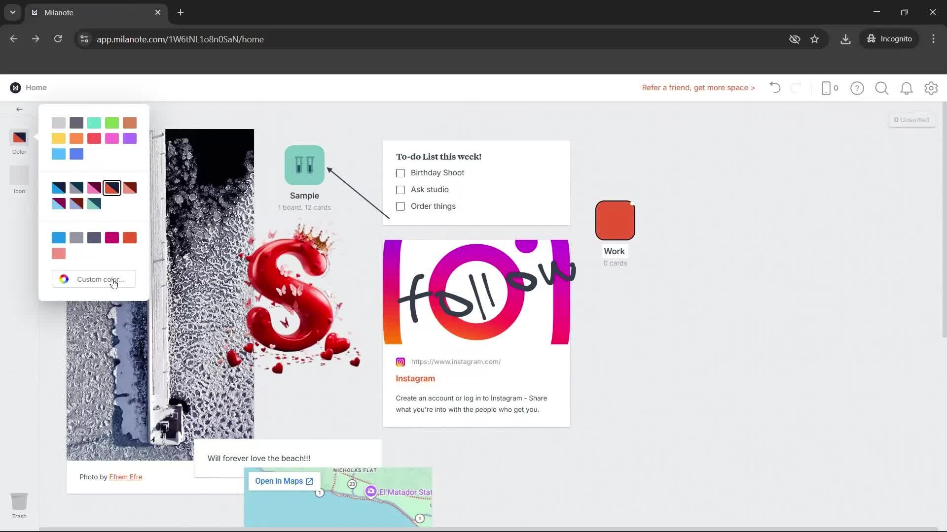 Creating a board screenshot