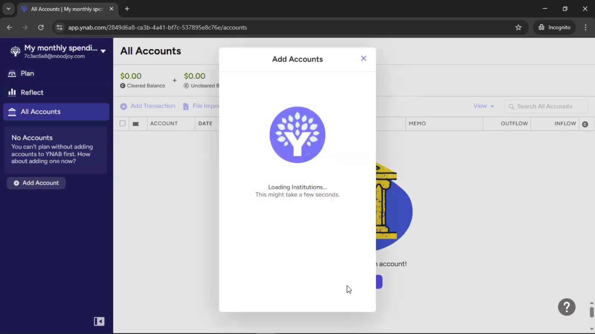 Creating a budget screenshot