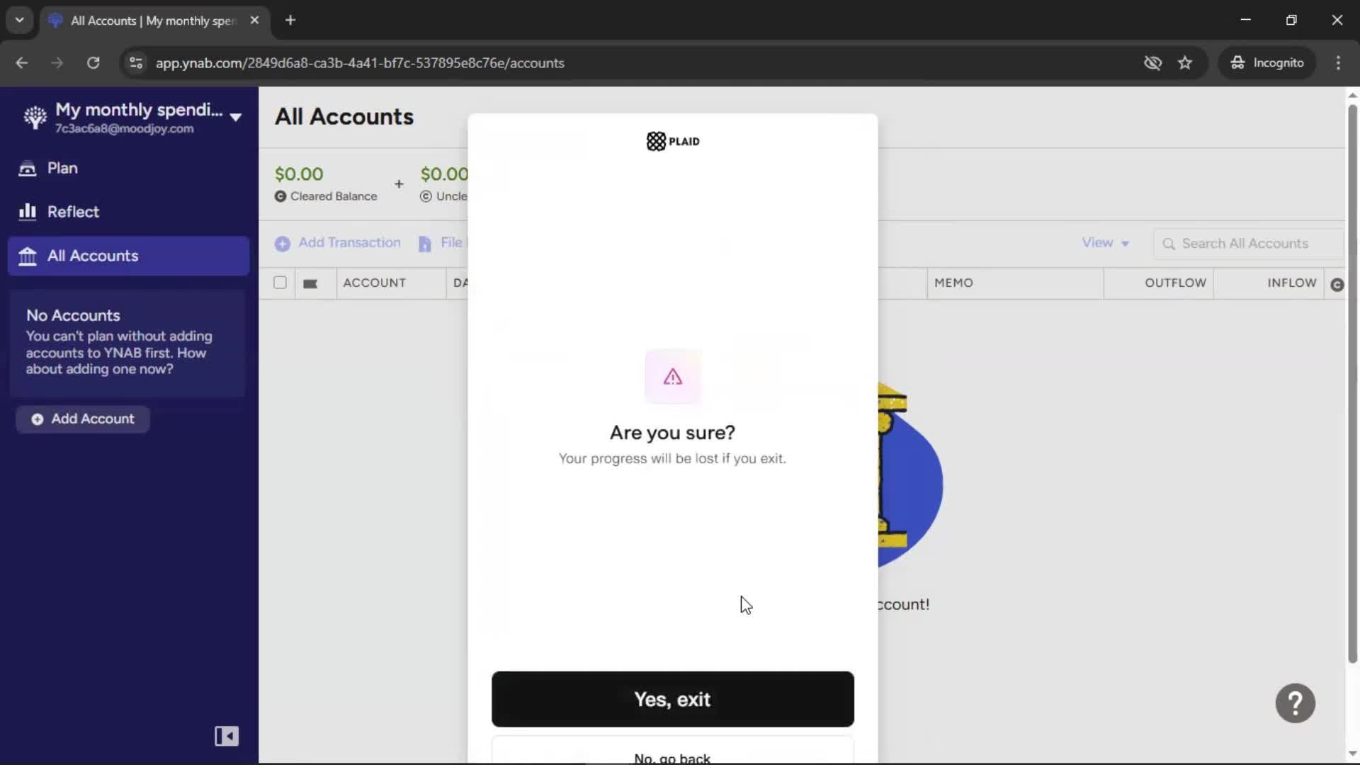 Creating a budget screenshot