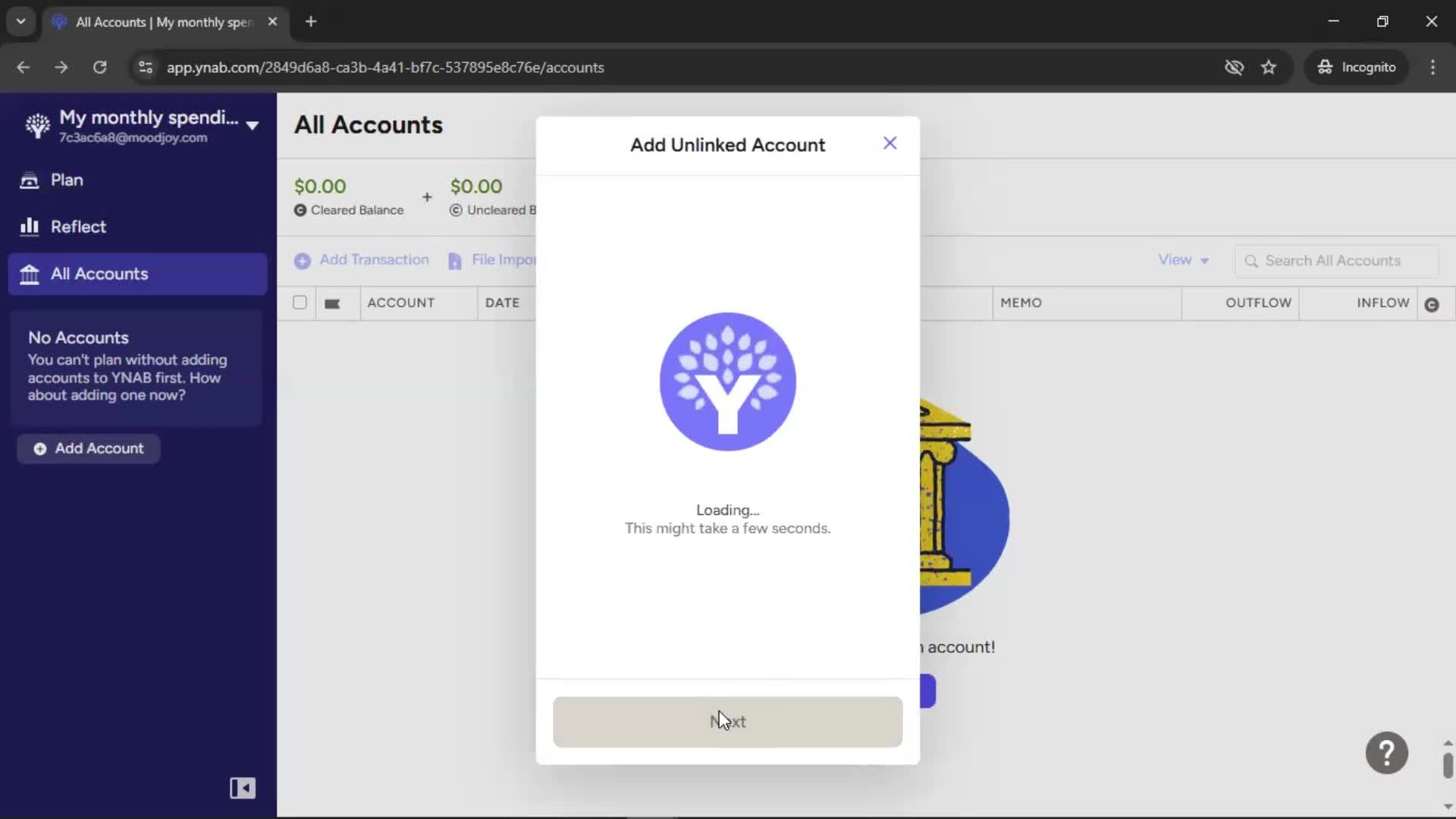 Creating a budget screenshot