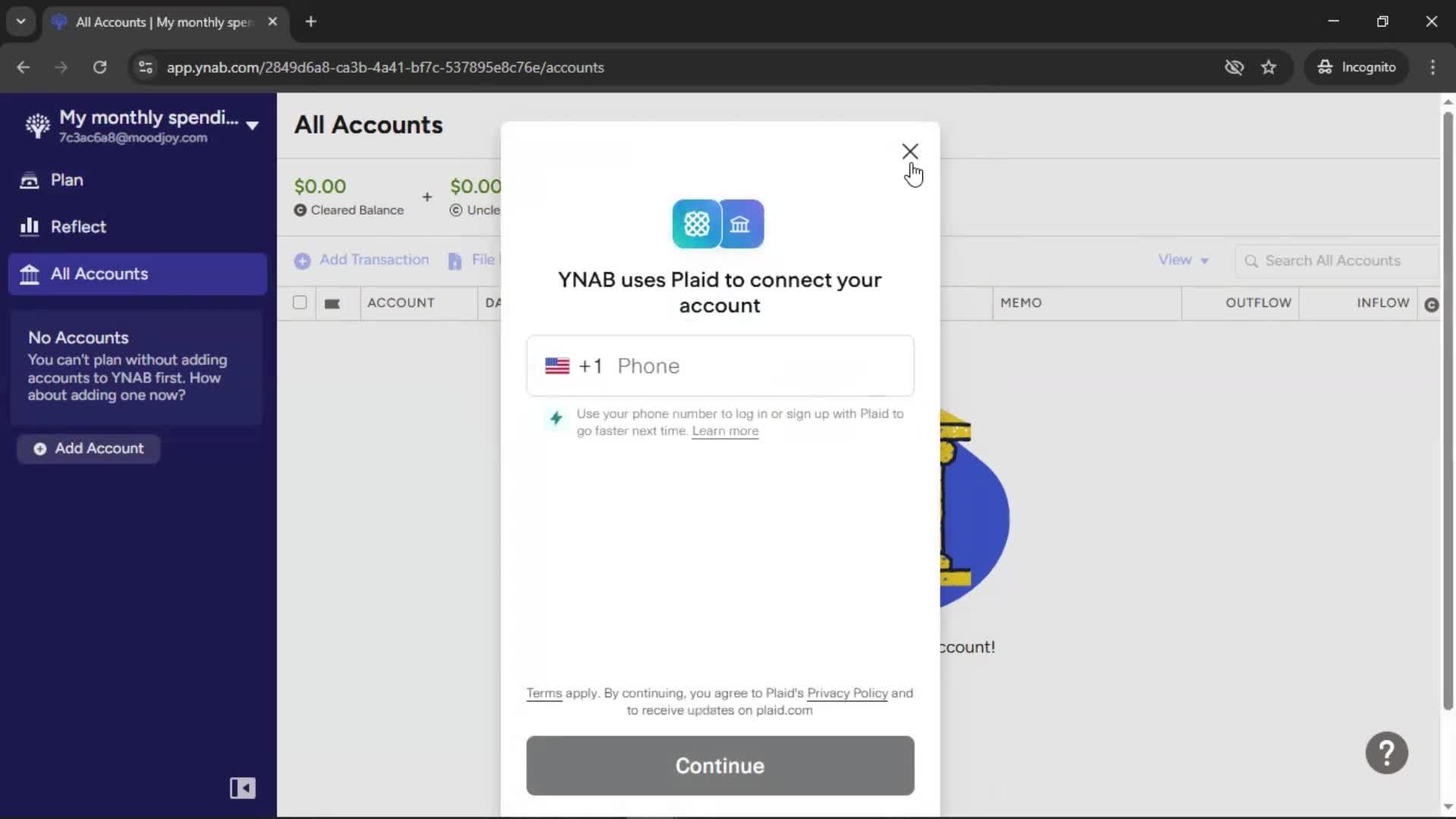 Creating a budget screenshot