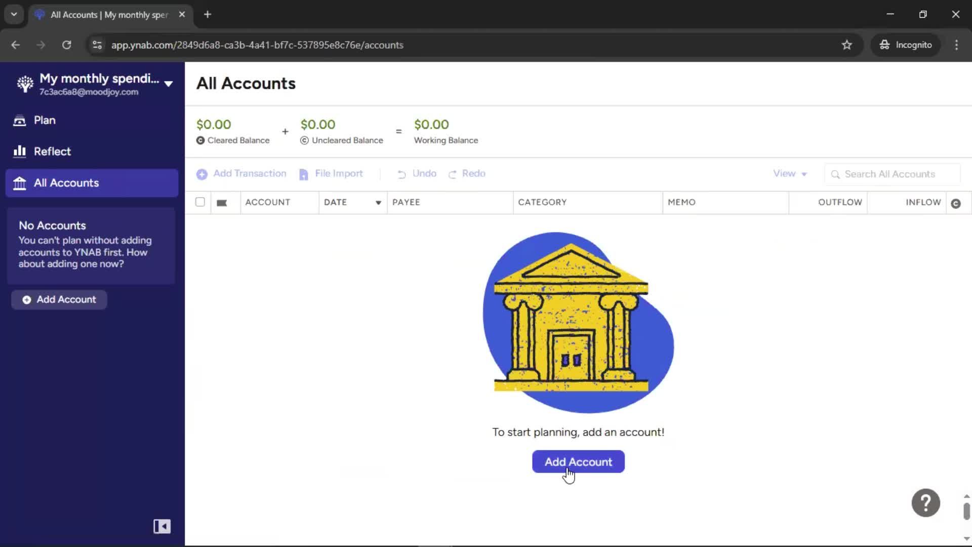 Creating a budget screenshot