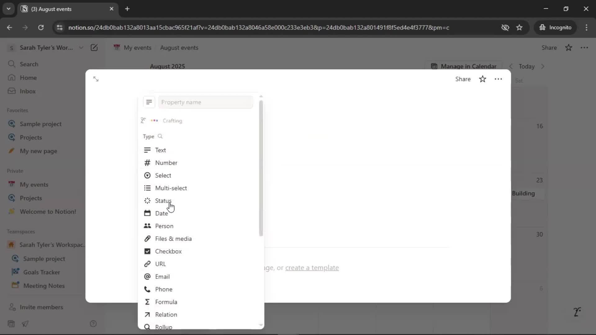 Creating a calendar screenshot