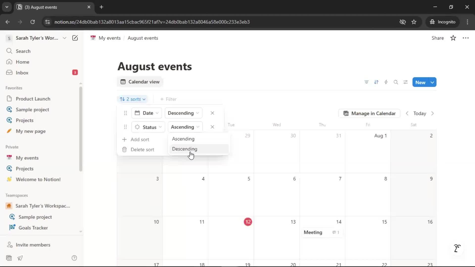 Creating a calendar screenshot