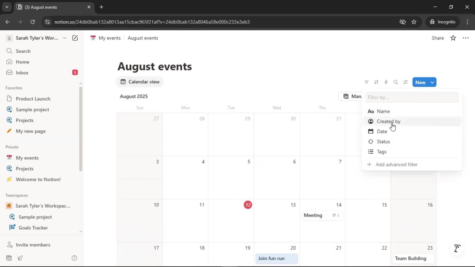 Creating a calendar screenshot