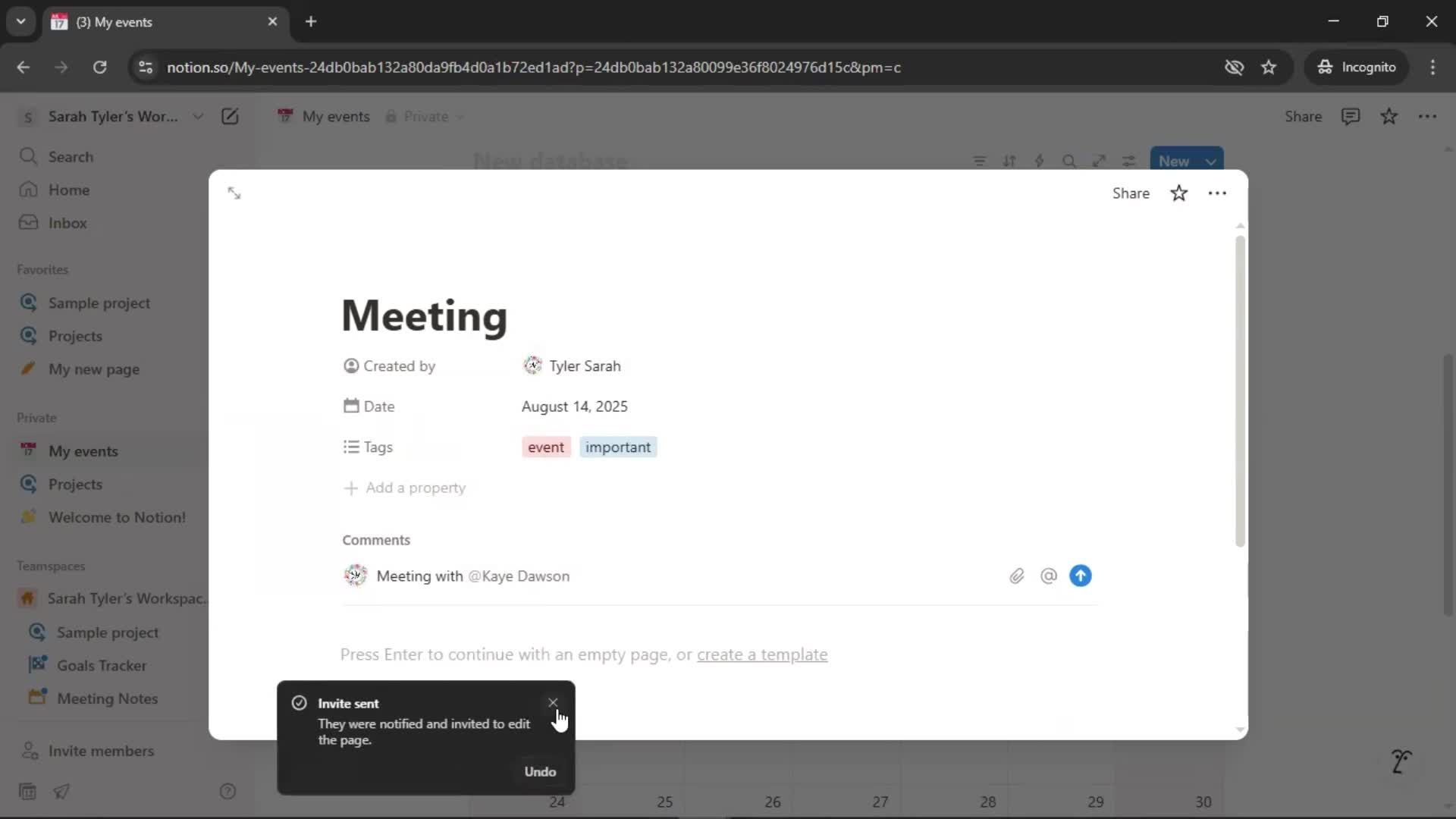 Creating a calendar screenshot