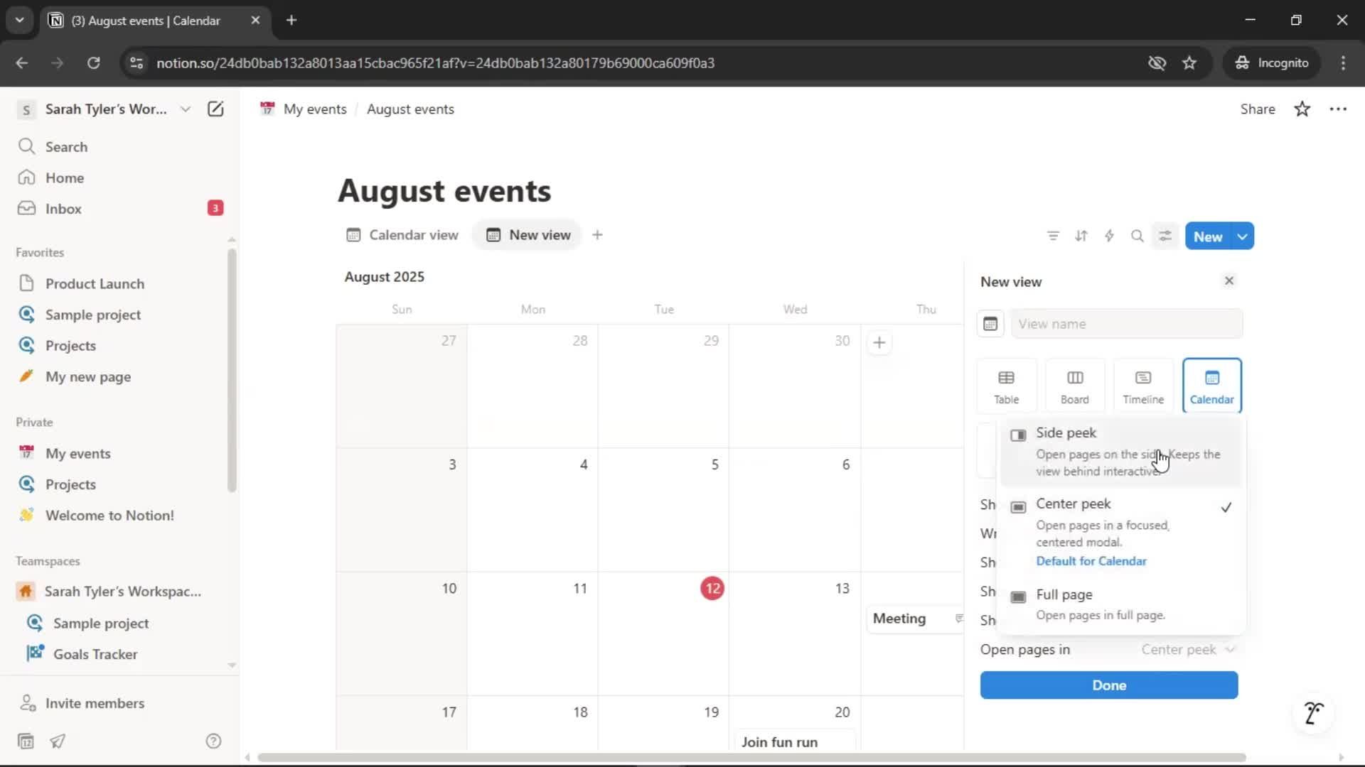 Creating a calendar screenshot