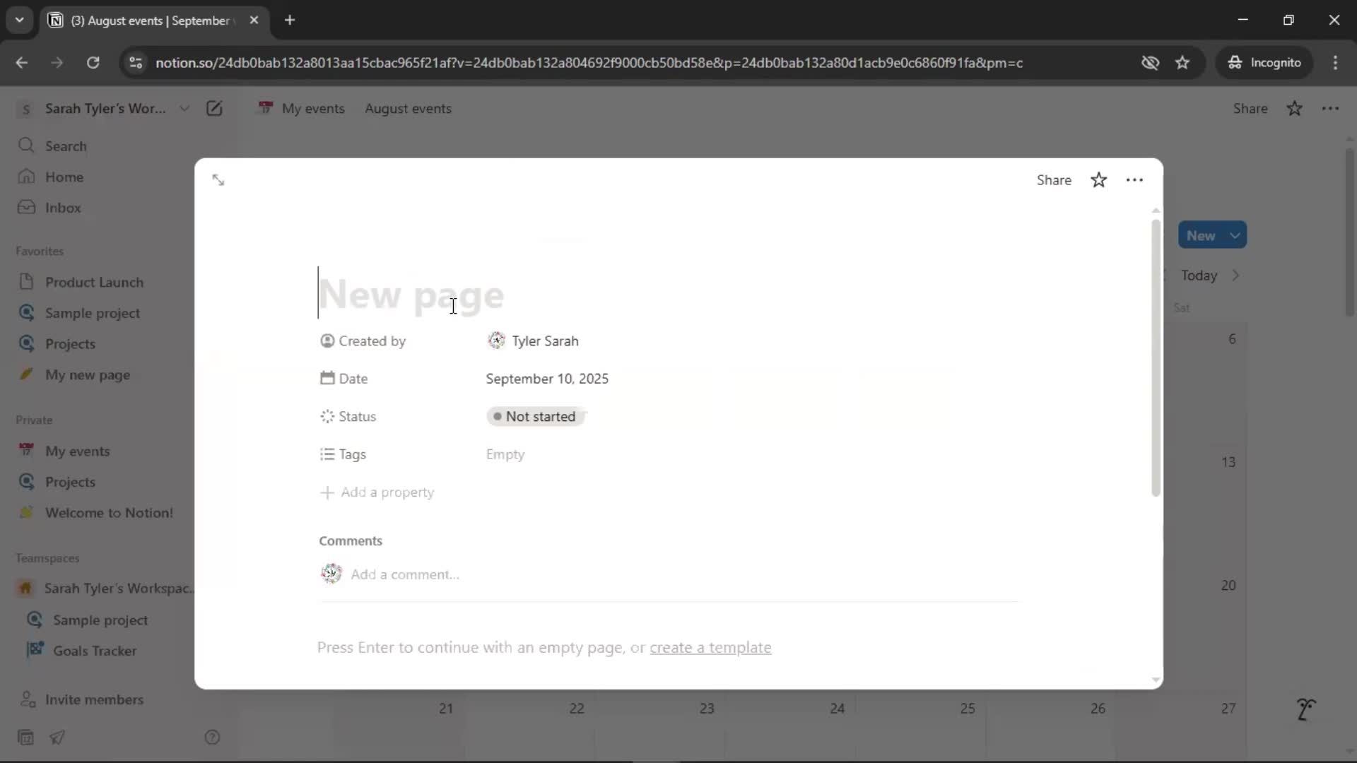 Creating a calendar screenshot