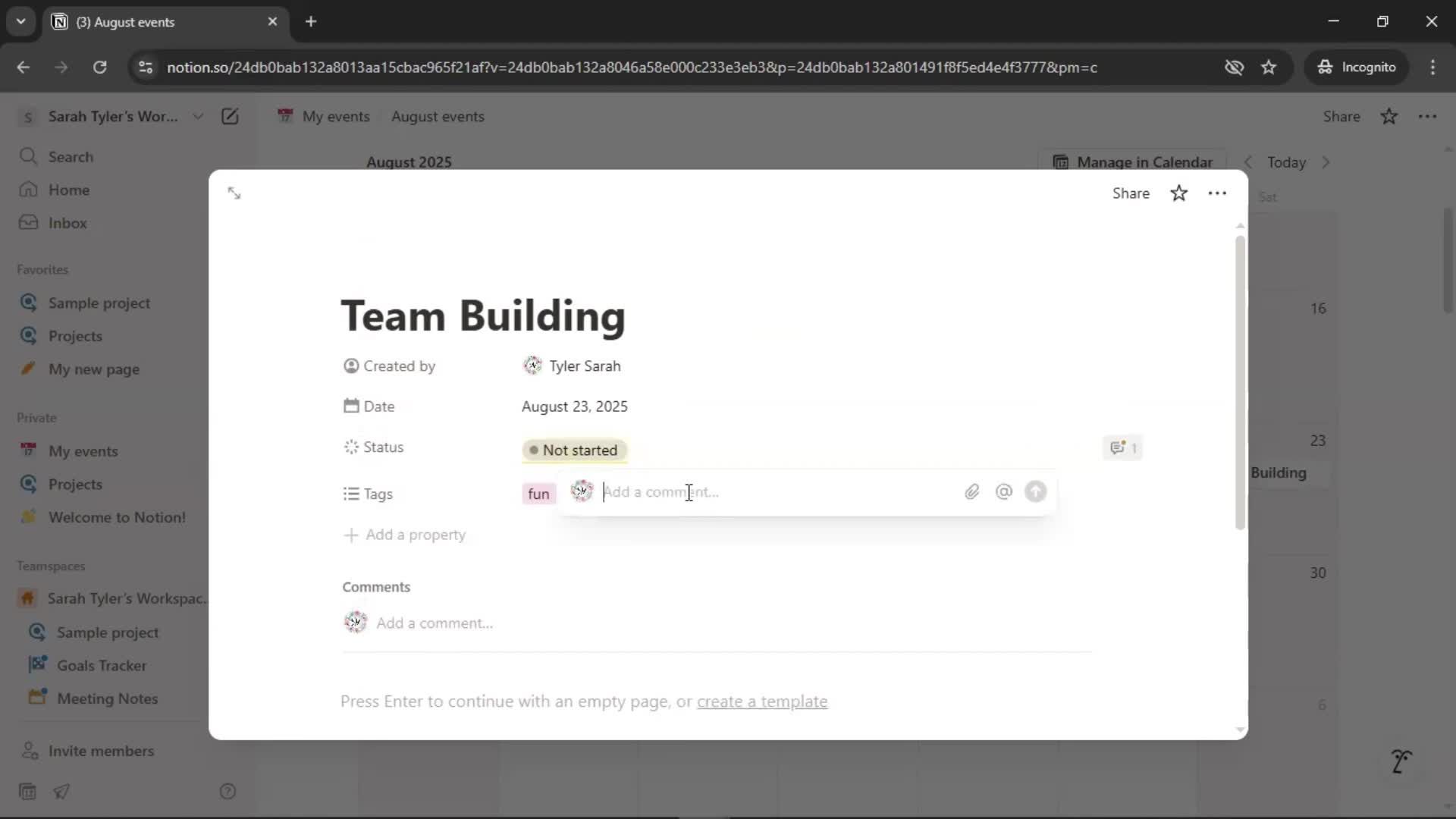 Creating a calendar screenshot