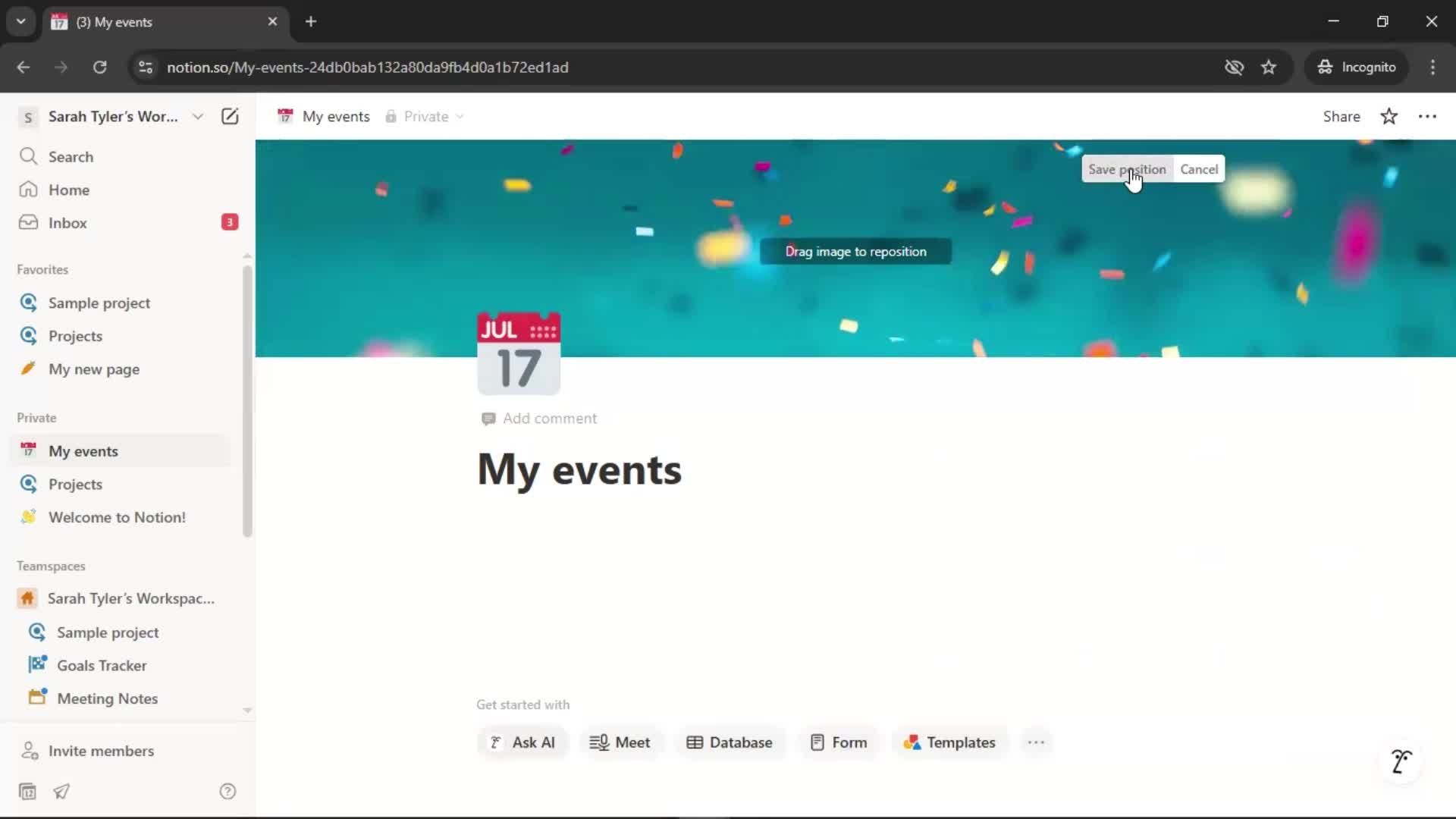 Creating a calendar screenshot