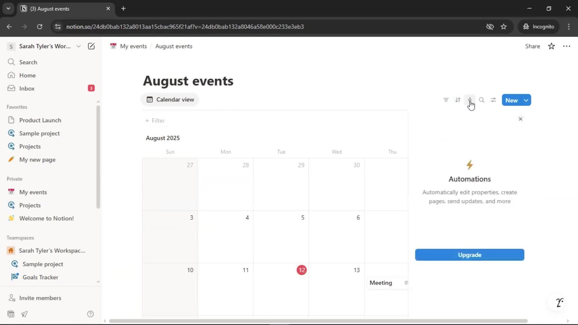 Creating a calendar screenshot