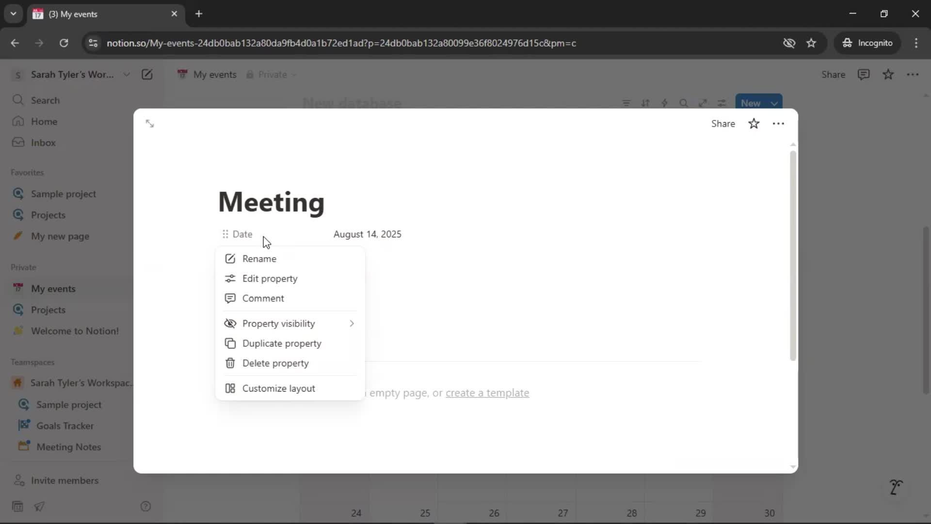 Creating a calendar screenshot