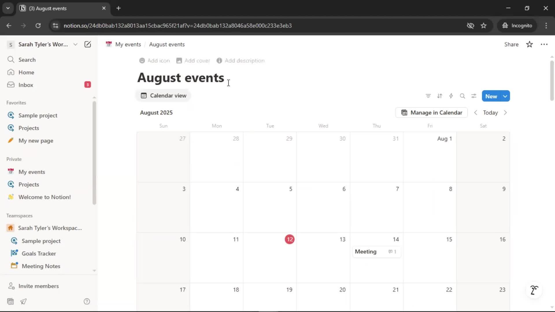 Creating a calendar screenshot