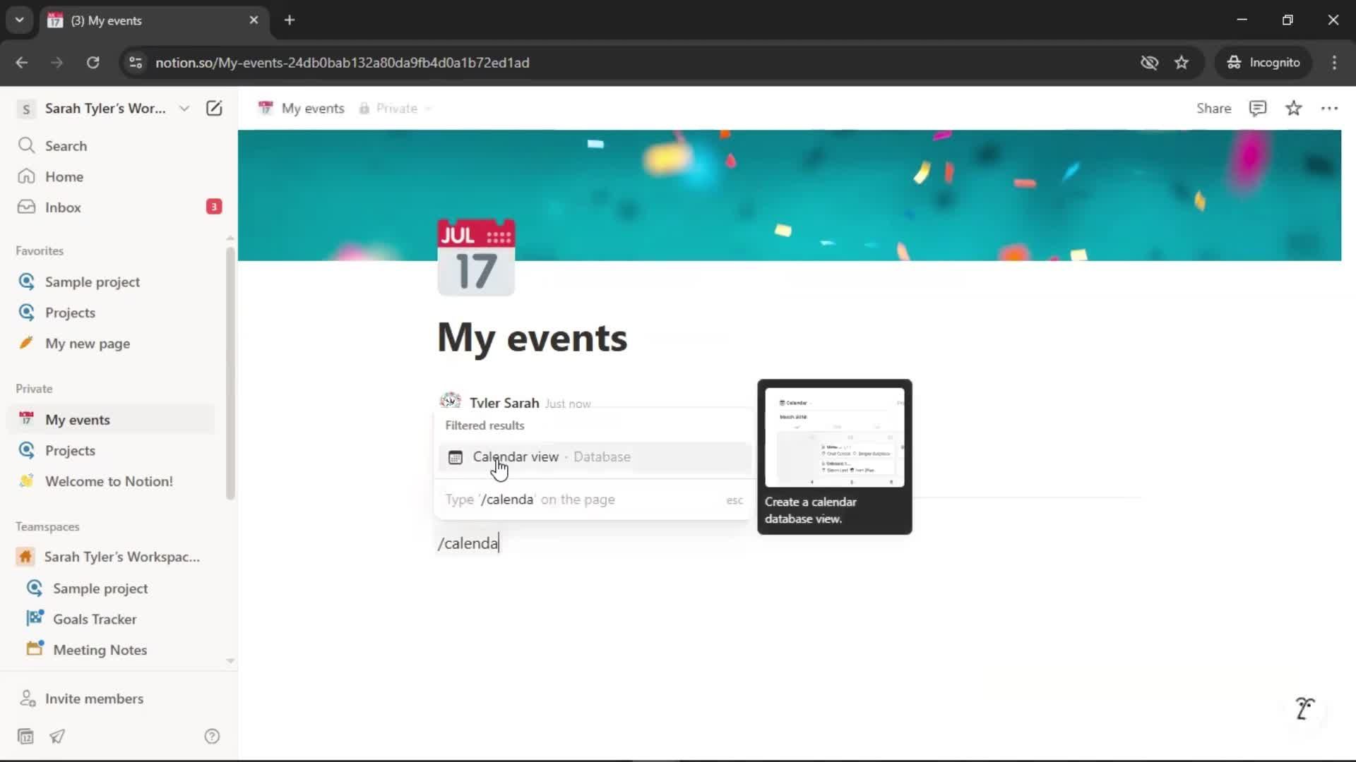Creating a calendar screenshot